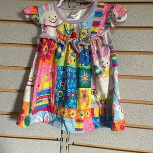 Boutique Easter Dress XS Toddler Baby Girl‎ Colorful Bunnies 12-18 Months